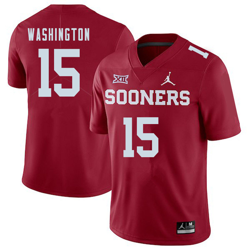 Jordan Brand Men #15 Bryson Washington Oklahoma Sooners College Football Jerseys Sale-Crimson